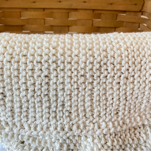 Hand Knit 100% Cotton Dish or Wash Cloth Beige/Natural Color x 4 - Picture 6 of 7